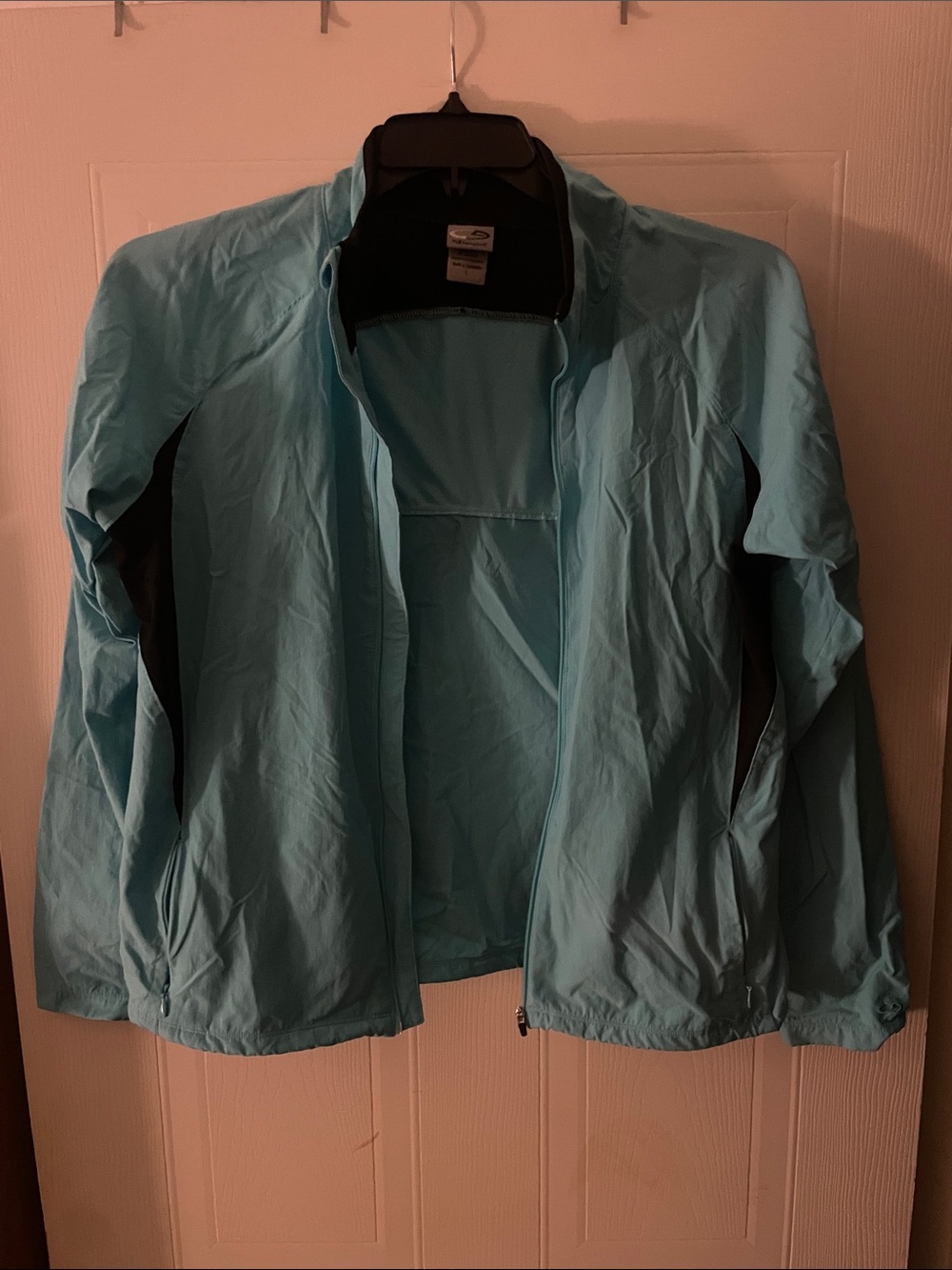 Champion light blue and black jogger warm up jacket.